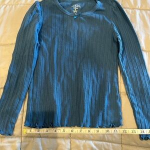 365 Kids Blue Ribbed Top with Bow